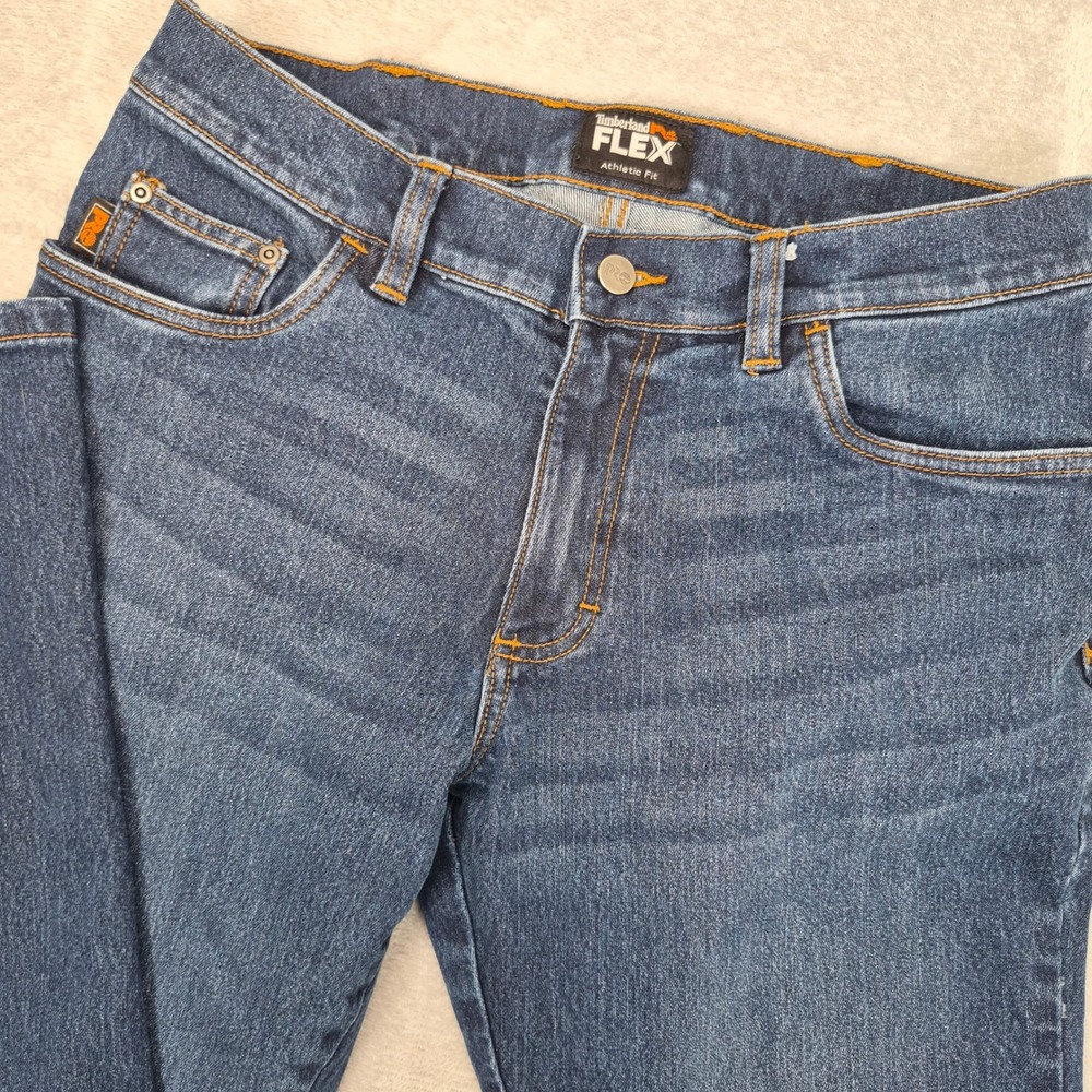 Timberland PRO 30 (32) x32 Flex Athletic Fit Mens Medium Wash Blue Stretch Jeans
